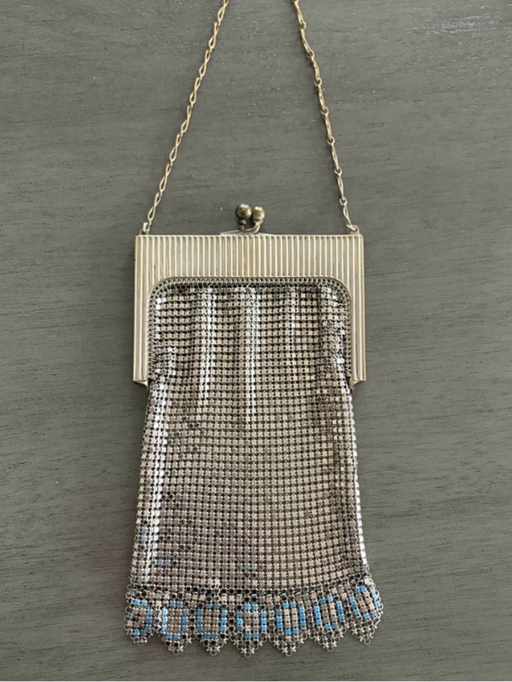 Vintage 1920s Whiting & Davis enameled mesh handbag purse